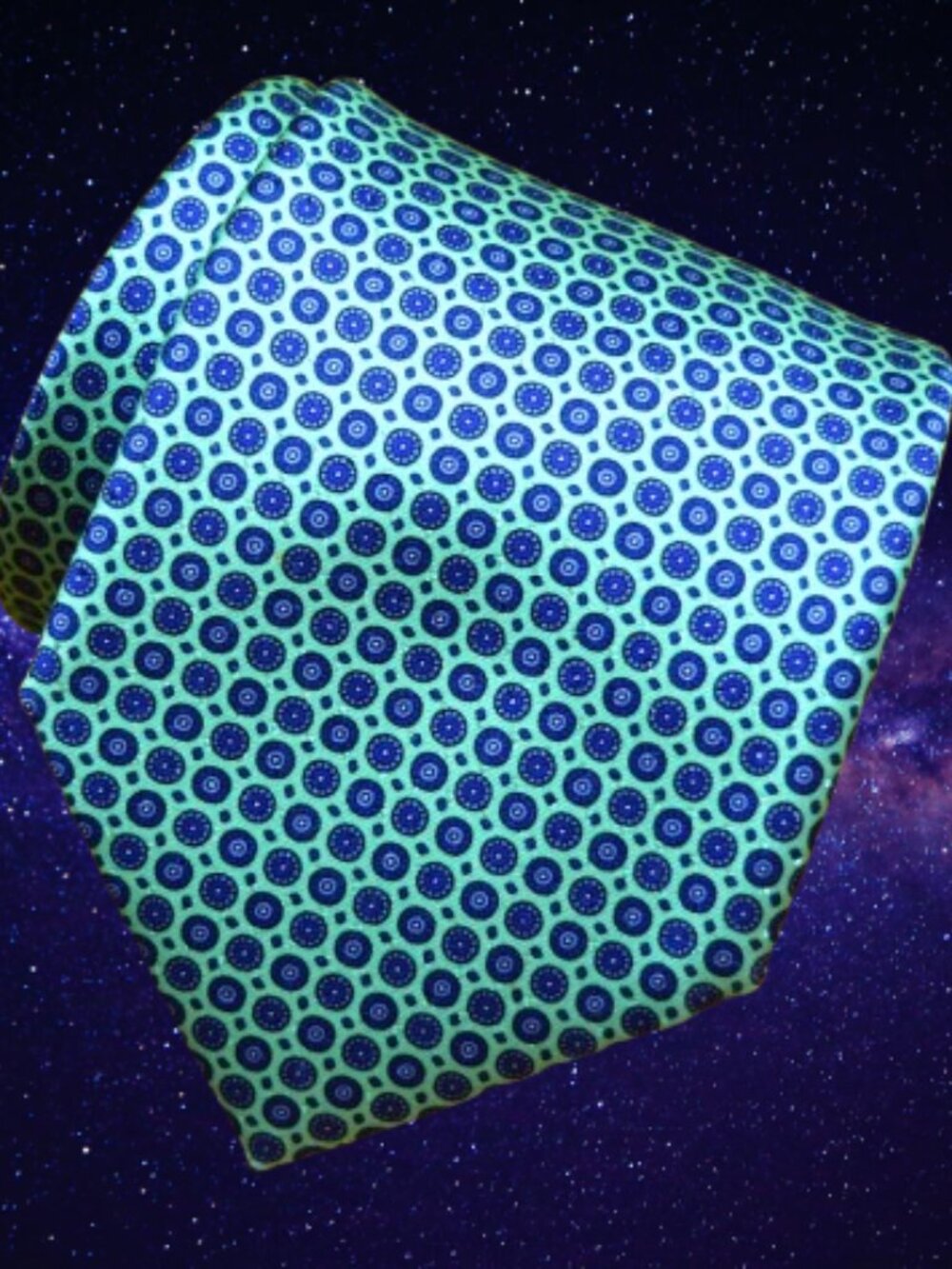 $550 BRIONI Handmade pistachio Green Navy Blue Circles Geometric Silk Tie Italy